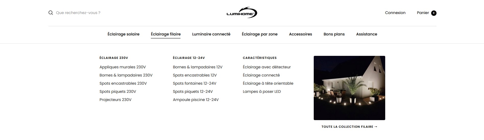 menu de navigation de Lumihome, avril 2024